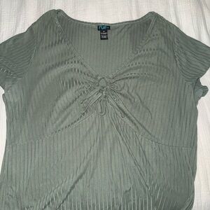 Rue21 Green Ribbed Tie Front Blouse